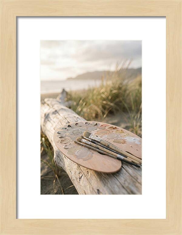 Palette And Brushes By The Shore