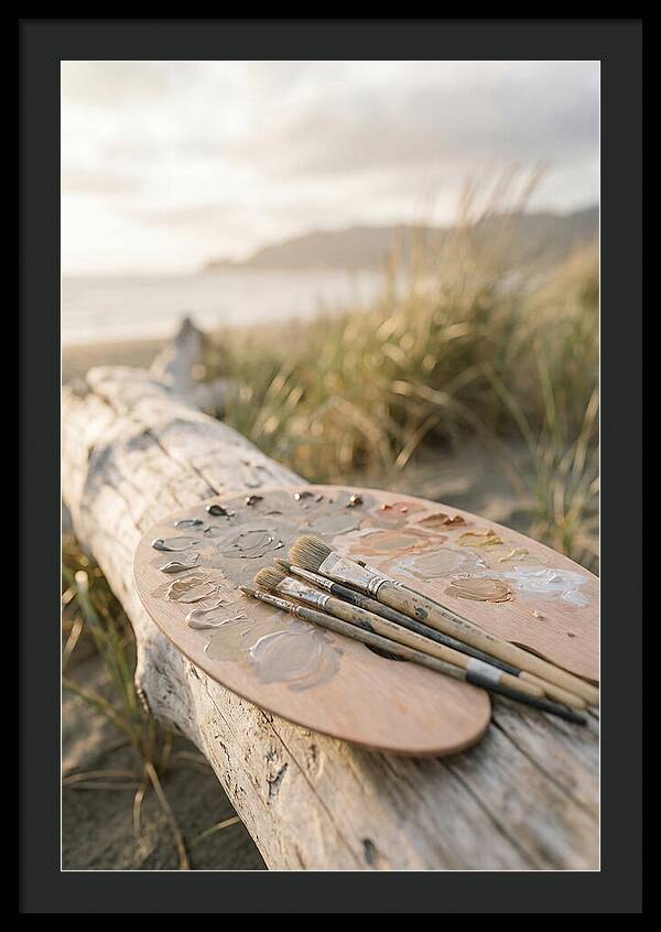 Palette And Brushes By The Shore