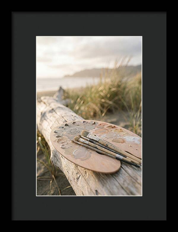 Palette And Brushes By The Shore