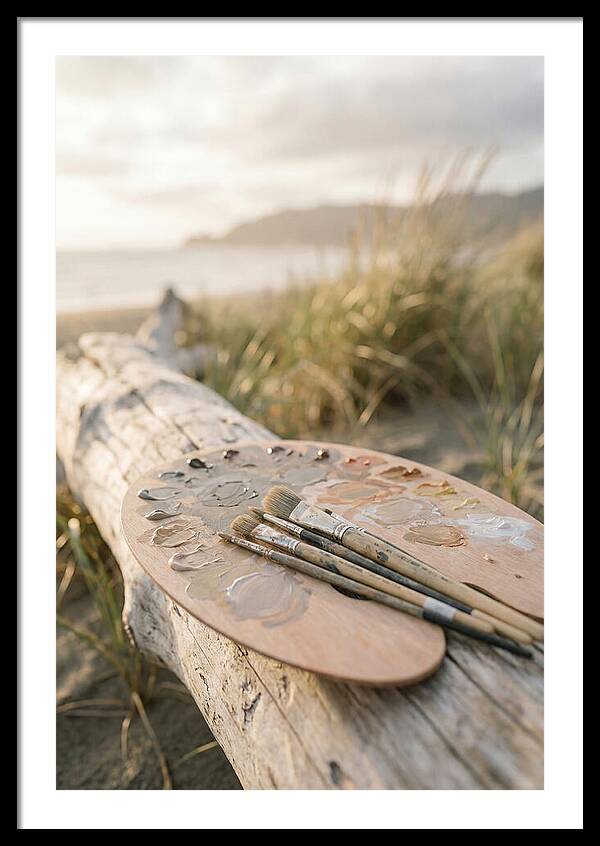 Palette And Brushes By The Shore