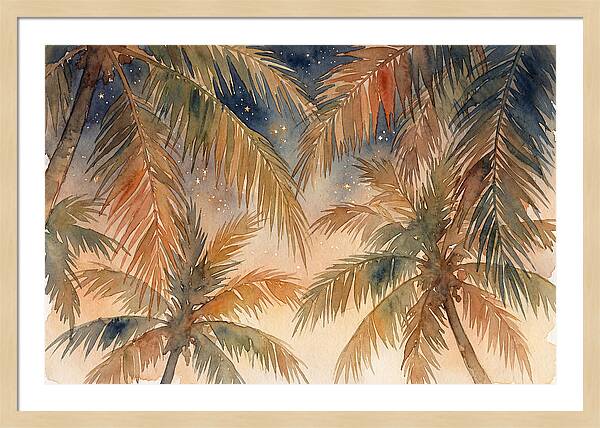 Palm Canopy Under Starry Sky