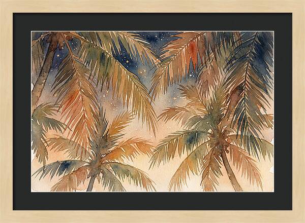 Palm Canopy Under Starry Sky