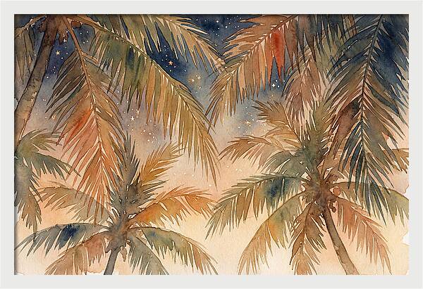Palm Canopy Under Starry Sky