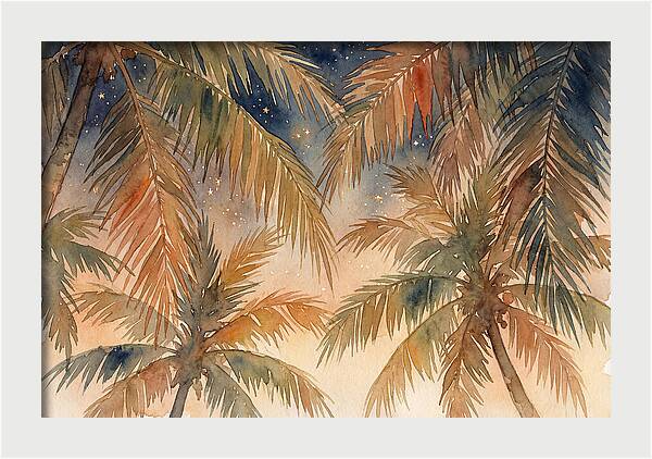 Palm Canopy Under Starry Sky