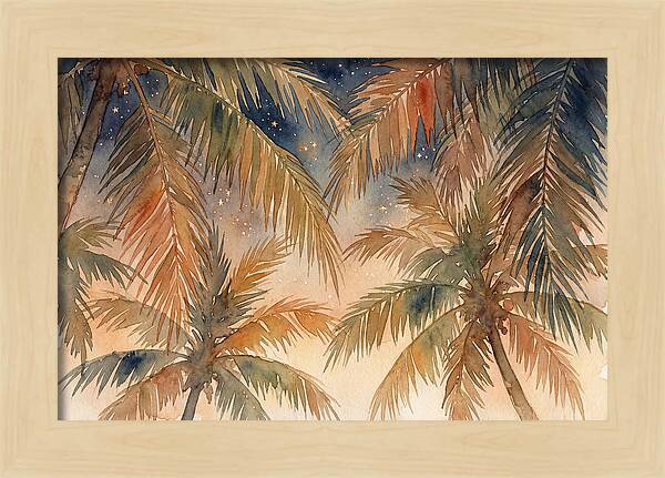 Palm Canopy Under Starry Sky