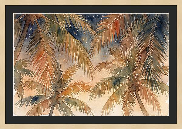 Palm Canopy Under Starry Sky