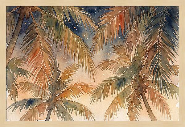 Palm Canopy Under Starry Sky