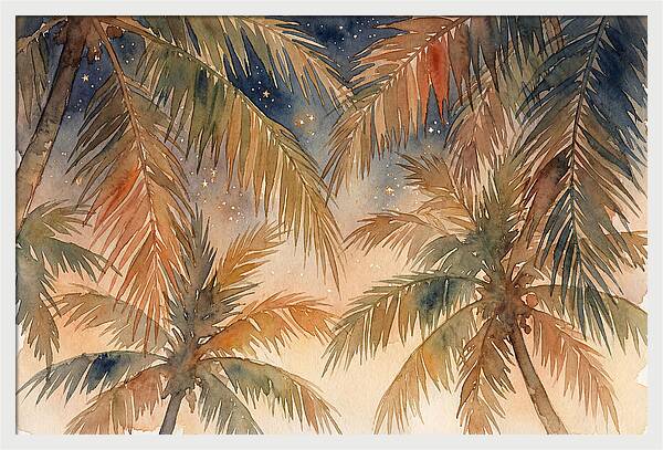 Palm Canopy Under Starry Sky
