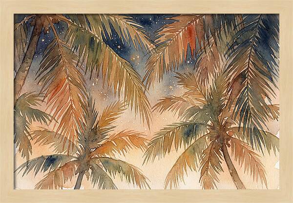 Palm Canopy Under Starry Sky