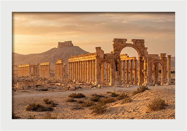 Palmyra Colonnade Avenue At Golden Hour