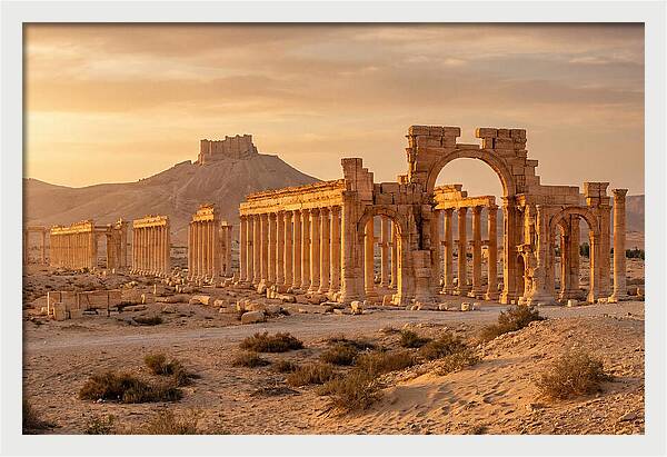 Palmyra Colonnade Avenue At Golden Hour