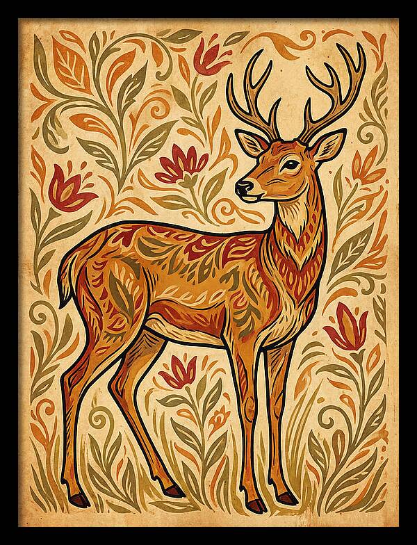 Pampas Deer In Folk Art Style