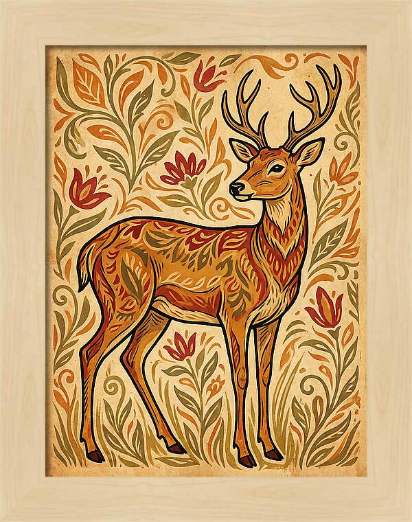 Pampas Deer In Folk Art Style