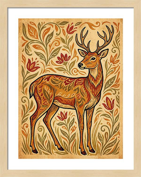 Pampas Deer In Folk Art Style