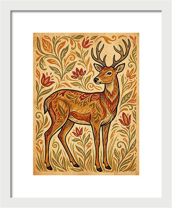 Pampas Deer In Folk Art Style