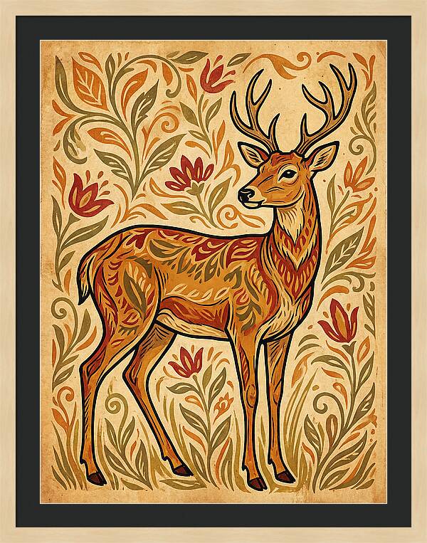 Pampas Deer In Folk Art Style