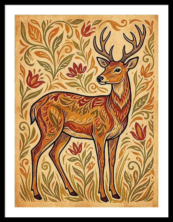 Pampas Deer In Folk Art Style