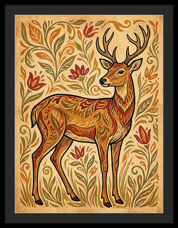 Pampas Deer In Folk Art Style