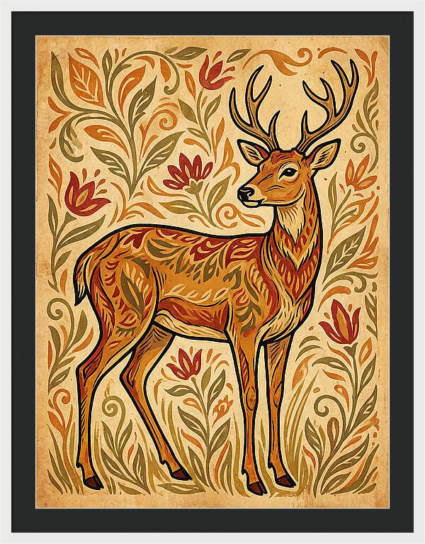 Pampas Deer In Folk Art Style
