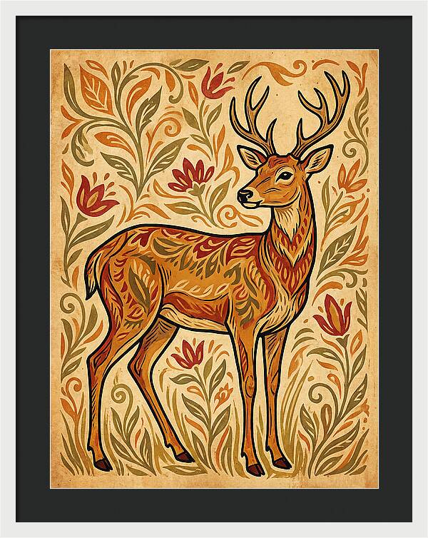 Pampas Deer In Folk Art Style