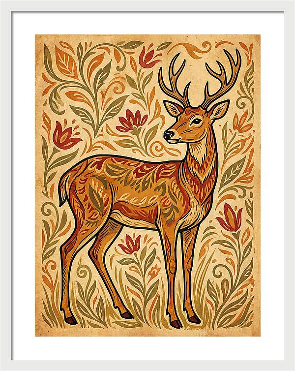 Pampas Deer In Folk Art Style