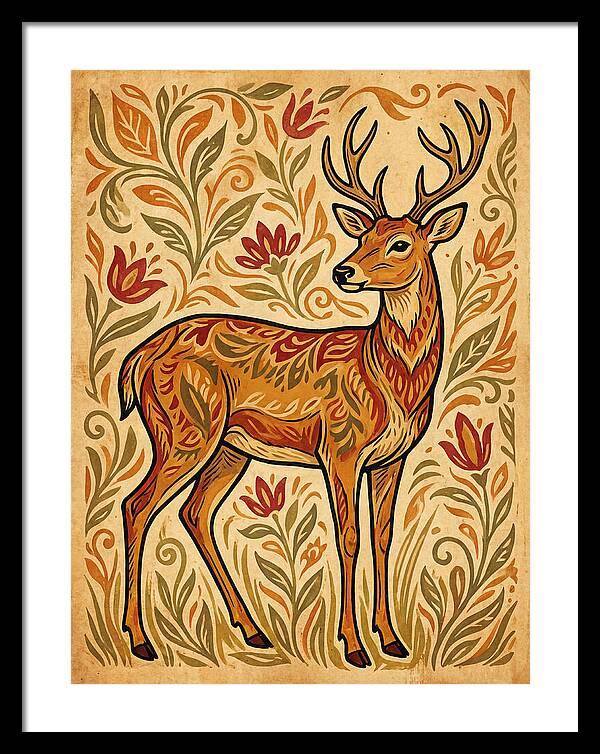 Pampas Deer In Folk Art Style
