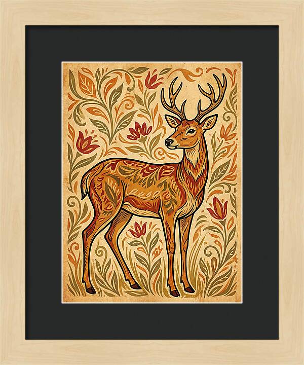 Pampas Deer In Folk Art Style