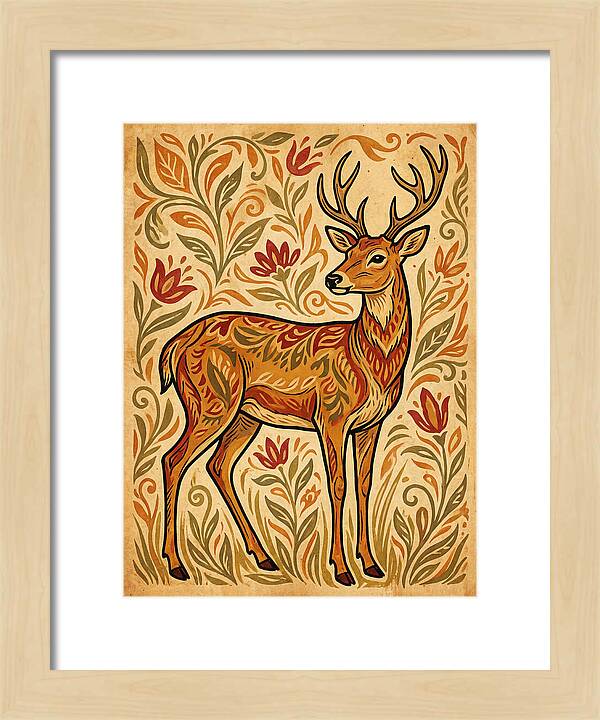 Pampas Deer In Folk Art Style