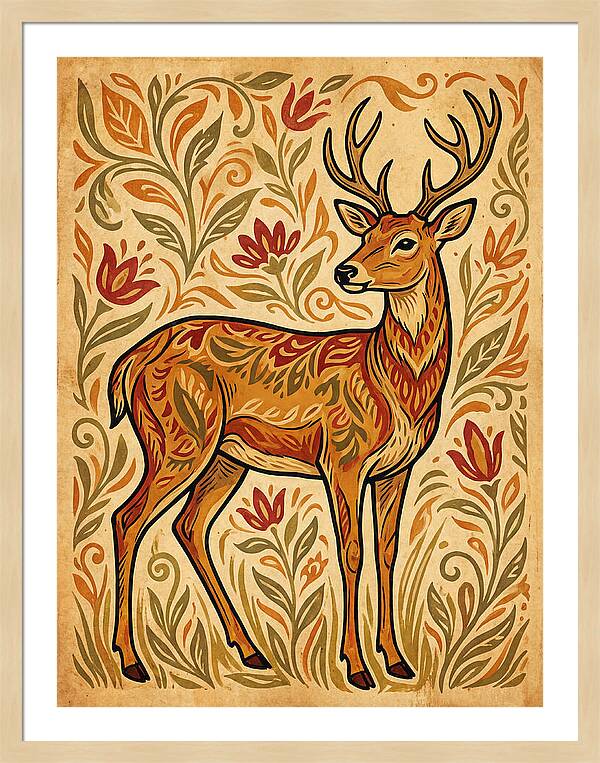 Pampas Deer In Folk Art Style
