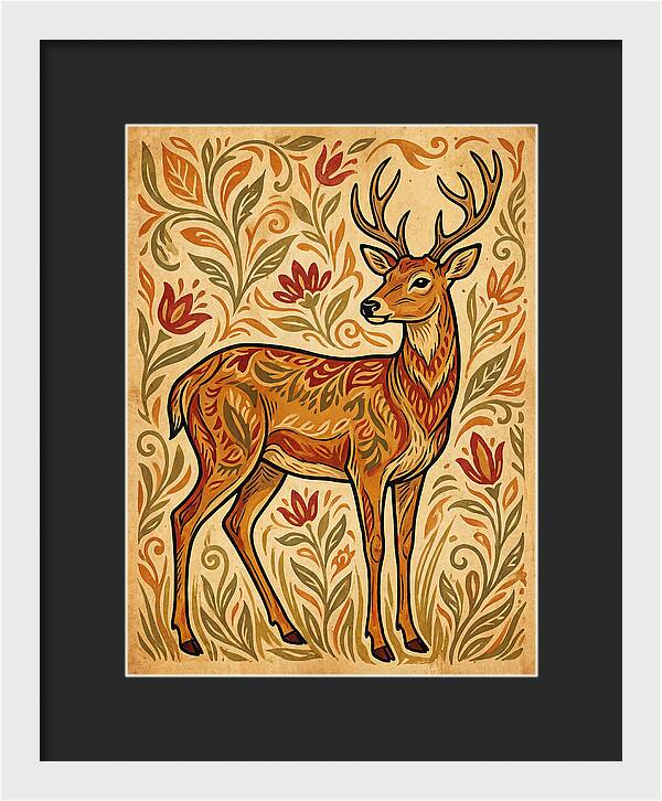 Pampas Deer In Folk Art Style