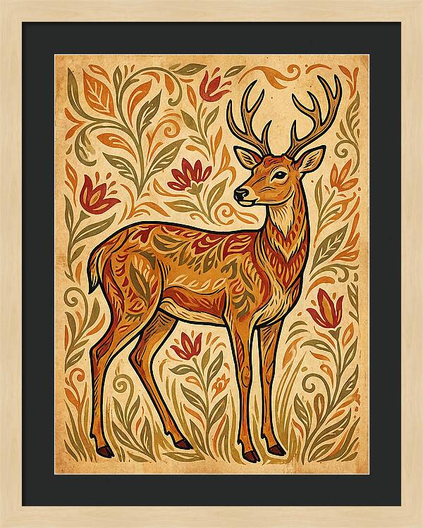 Pampas Deer In Folk Art Style
