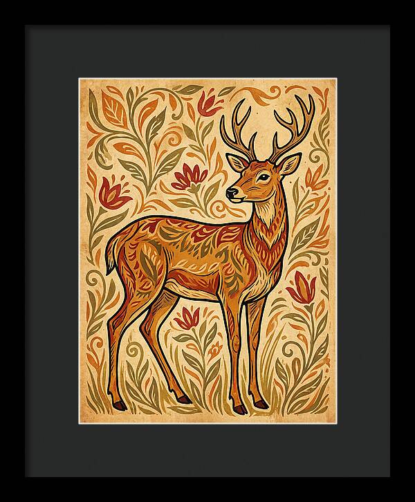 Pampas Deer In Folk Art Style