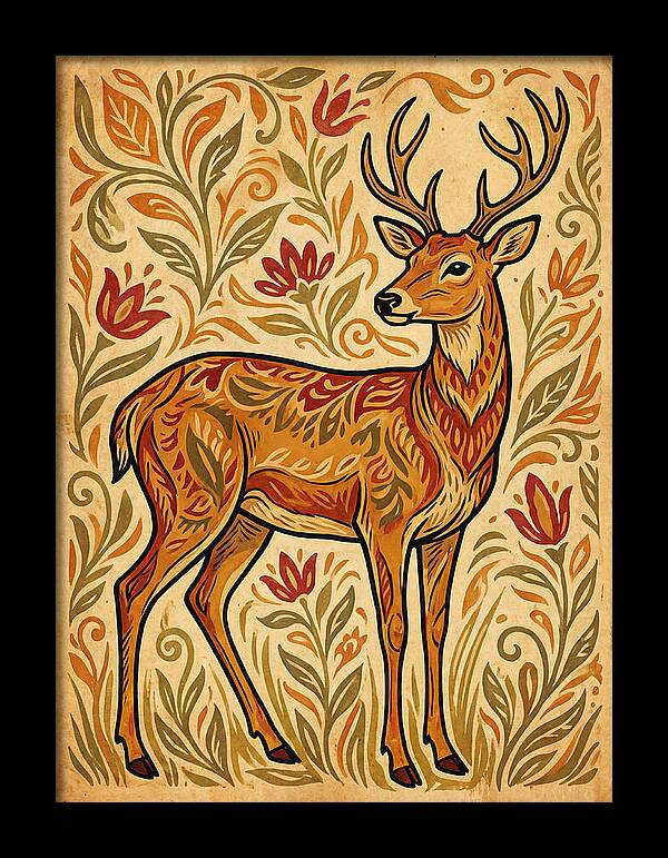 Pampas Deer In Folk Art Style