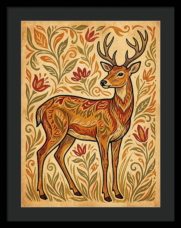 Pampas Deer In Folk Art Style