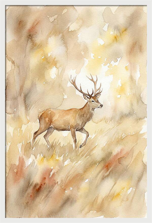 Pampas Deer In Watercolor