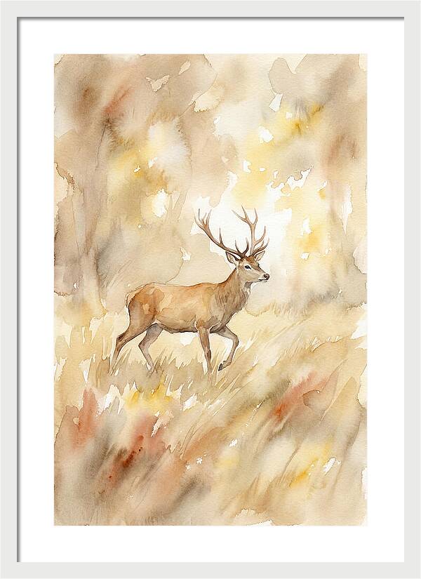 Pampas Deer In Watercolor