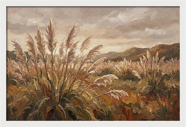 Pampas Grass Field Glowing Silver