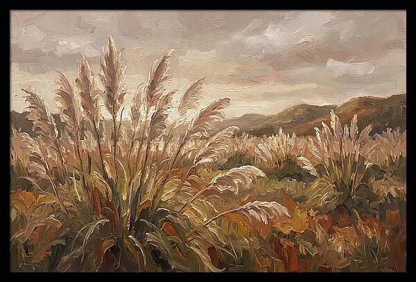 Pampas Grass Field Glowing Silver