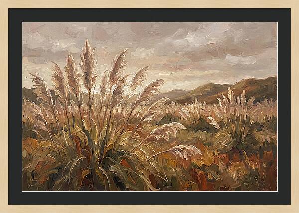 Pampas Grass Field Glowing Silver