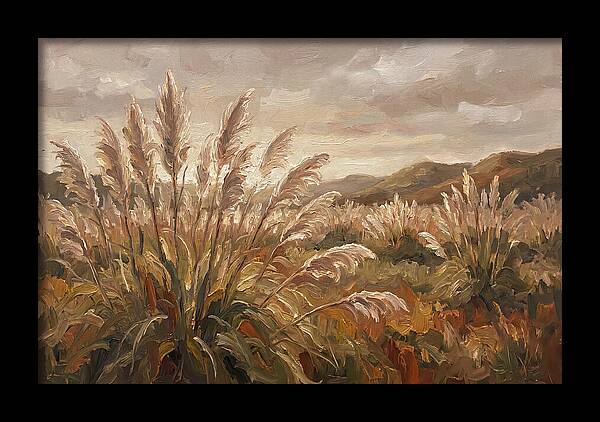 Pampas Grass Field Glowing Silver