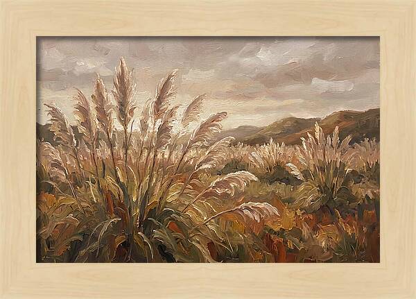 Pampas Grass Field Glowing Silver