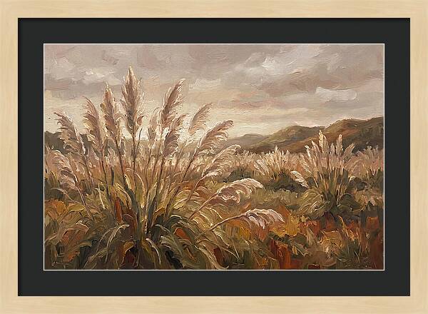 Pampas Grass Field Glowing Silver