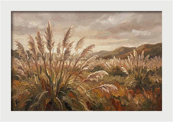 Pampas Grass Field Glowing Silver