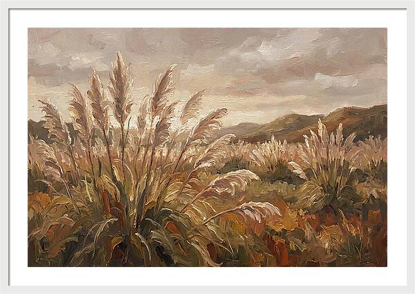 Pampas Grass Field Glowing Silver