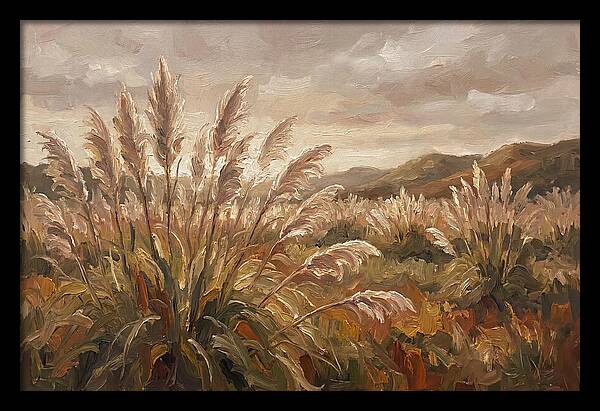 Pampas Grass Field Glowing Silver