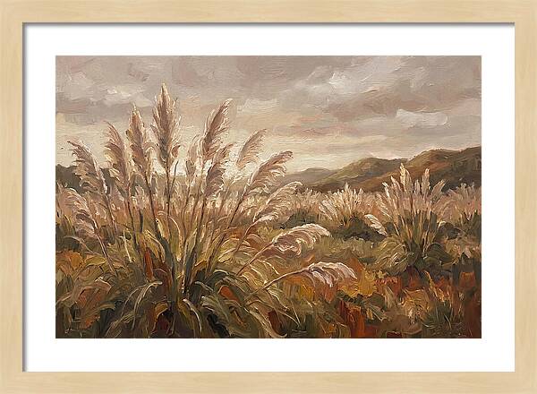 Pampas Grass Field Glowing Silver