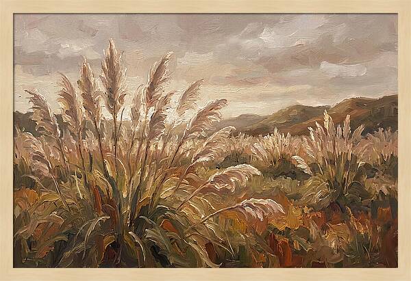 Pampas Grass Field Glowing Silver