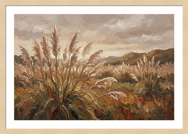 Pampas Grass Field Glowing Silver