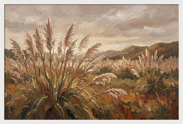Pampas Grass Field Glowing Silver