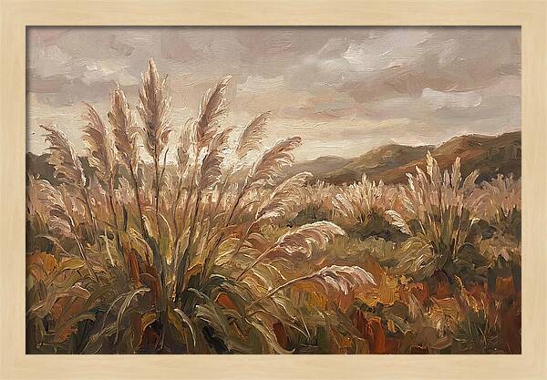 Pampas Grass Field Glowing Silver